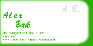 alex bak business card